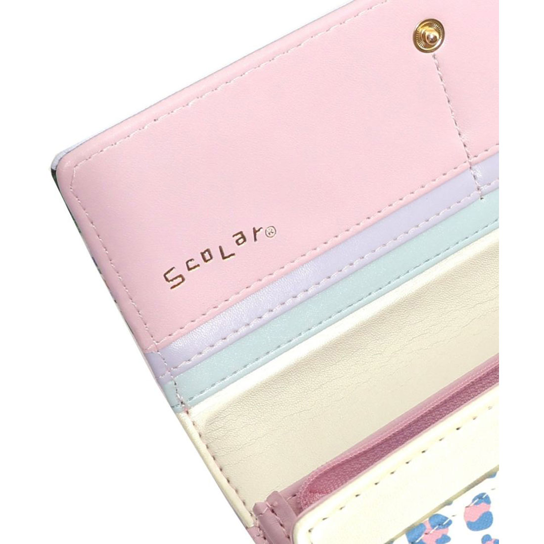セール】スカラー ScoLar 花蝶柄×ヒョウ柄 かぶせ付長財布