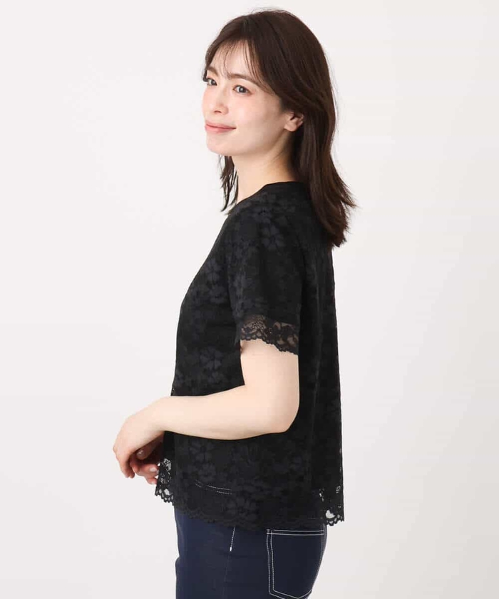 スカラップレースTシャツ/接触冷感/洗える/WEB限定サイズあり スカラップレースTシャツ/接触冷感/洗える/WEB限定サイズあり
