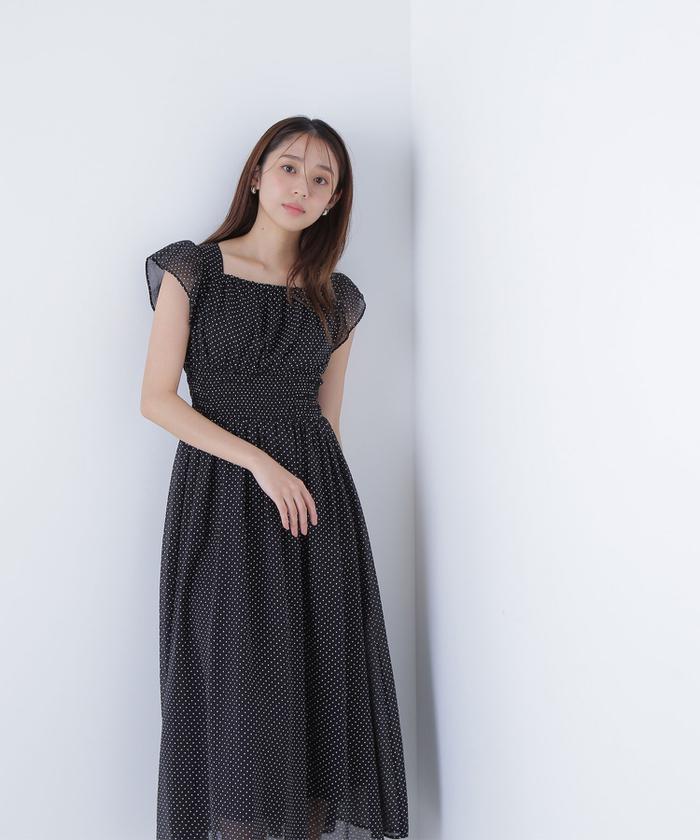 【新品】ナチュラルビューティーベーシック　シアードットシャーリングワンピース NATURAL BEAUTY BASIC ワンピース シアードットシャーリング