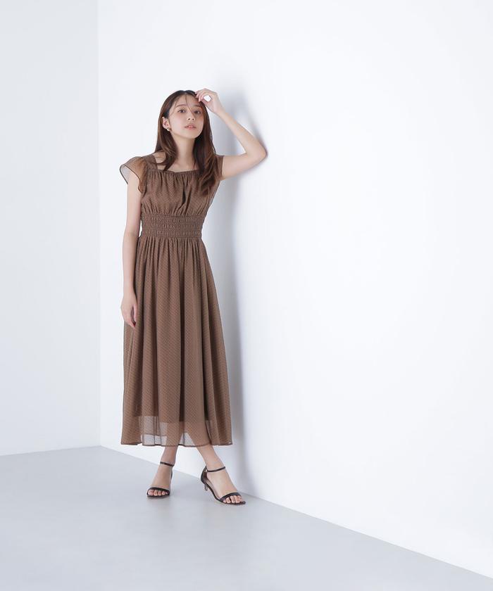【新品】ナチュラルビューティーベーシック　シアードットシャーリングワンピース NATURAL BEAUTY BASIC ワンピース シアードットシャーリング