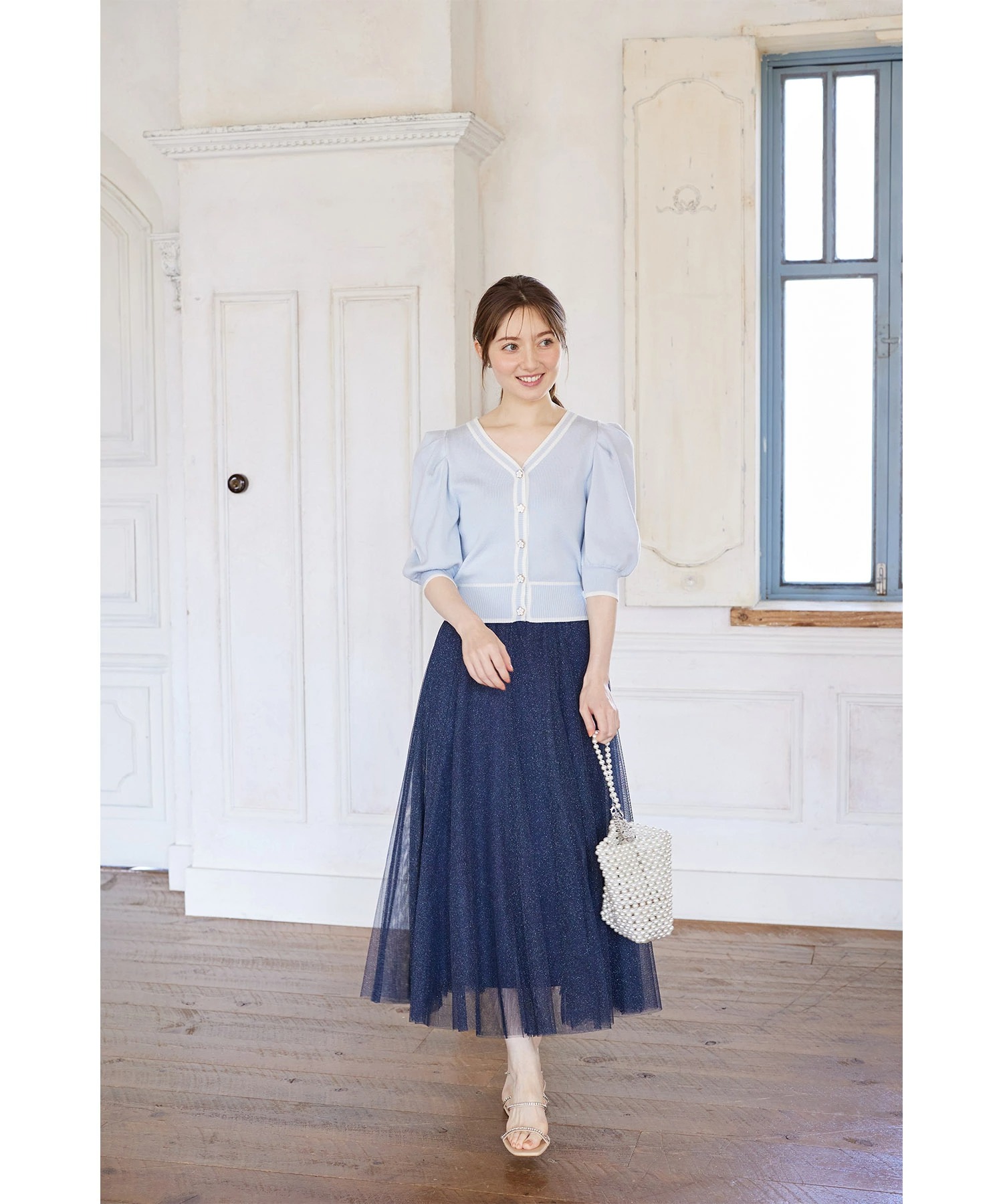 トッコクローゼット tocco closet フラワー釦パワーショルダー配色ニットカーディガン 楽天市場】フラワー釦パワーショルダー配色ニットカーディガン
