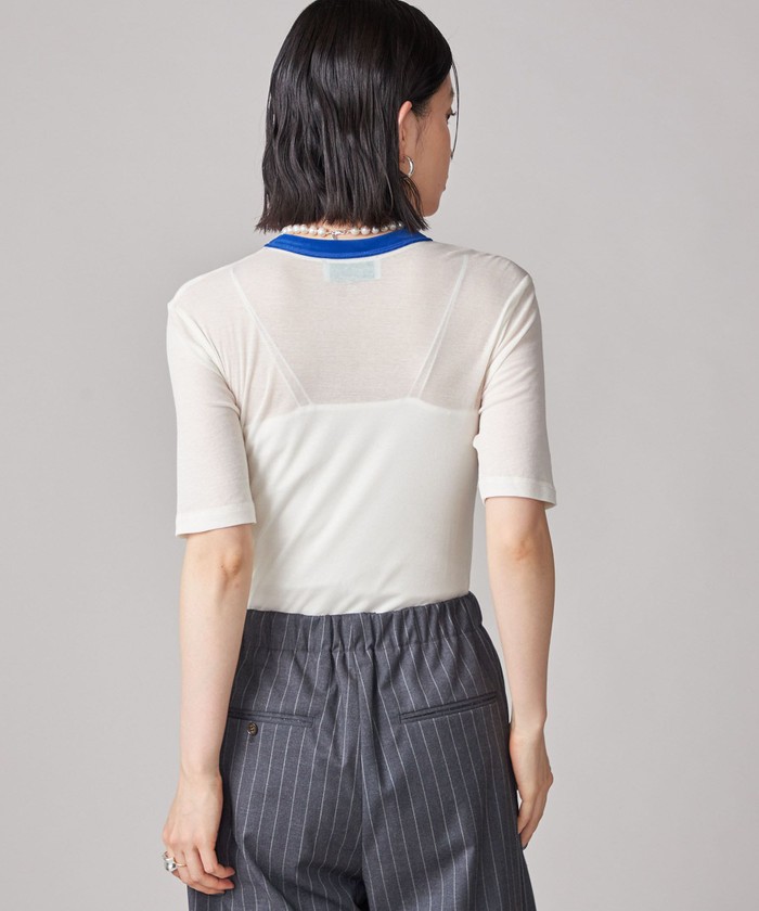 予約》SHIPS NINE CASE:シアー ロゴ リンガー TEE(508319588