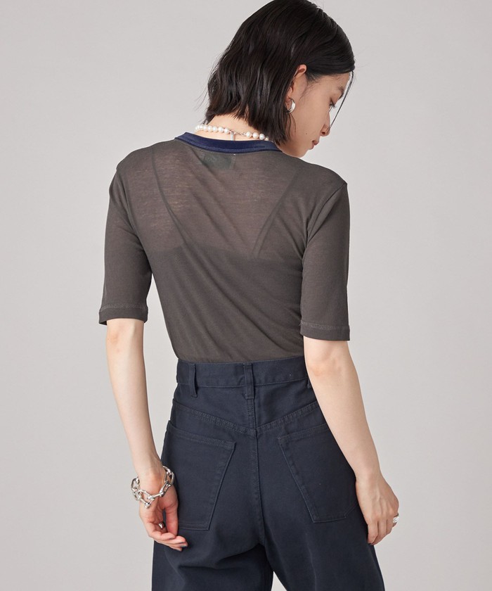 SHIPS for women / シップスウィメン SHIPS NINE CASE:シアー ロゴ リンガー TEE SHIPS NINE CASE:シアー ロゴ リンガー TEE(508319588