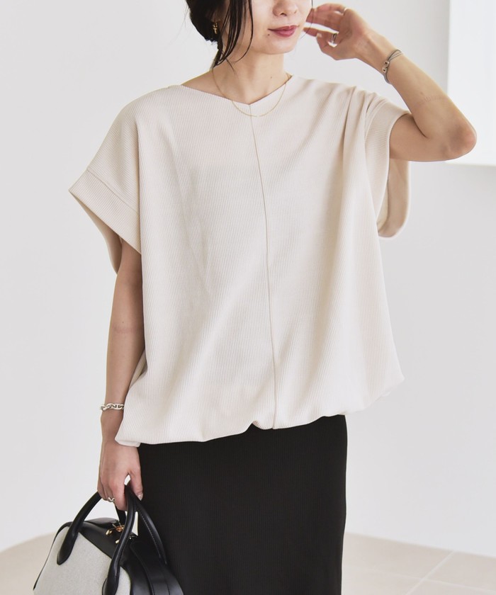 tシャツ quaranciel:「洗濯機可能」ポリエステル ベロア ドロスト ルーズ プルオーバー レディース 予約》quaranciel:〈洗濯機可能〉ポリエステル ベロア ドロスト