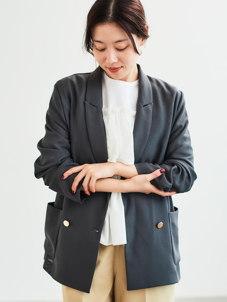 今期新品　ルクールブラン　メッシュダブルブレストジャケット　ブラック ルクールブラン le.coeur blanc メッシュダブルブレスト