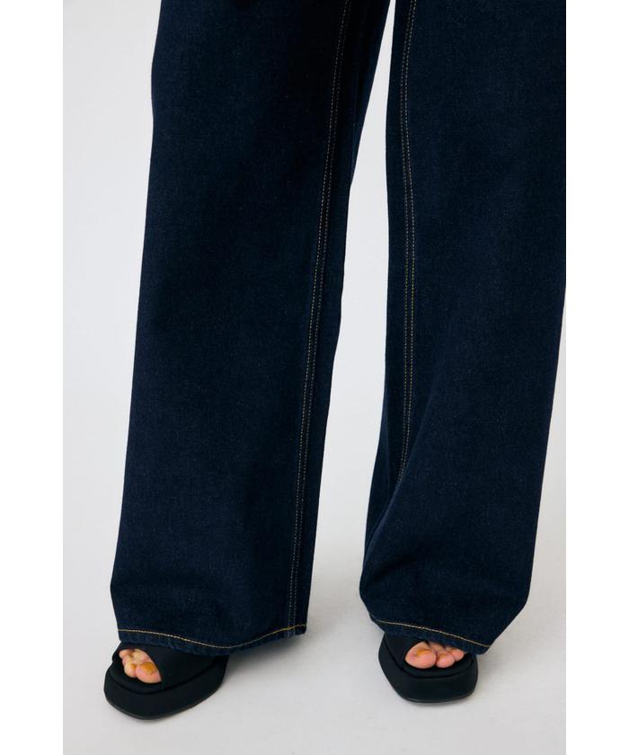 パンツ moussy W WAIST WIDE LEG STRAIGHT MOUSSY W WAIST WIDE LEG STRAIGHT BLU -ファッション通販
