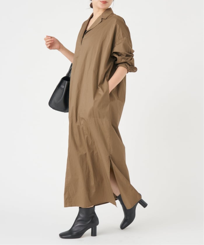 IENA ハイカウントツイルシャツワンピース　ブラック イエナ IENA 《WEB限定/追加予約》ハイカウントツイルシャツ