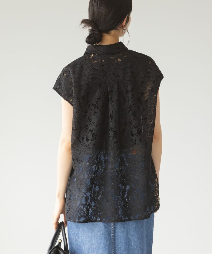 新品　NOBLE 【洗える】ボタニカルレースフレンチスリーブブラウス　ホワイト セール 20%OFF】【洗える】ボタニカルレースフレンチスリーブ