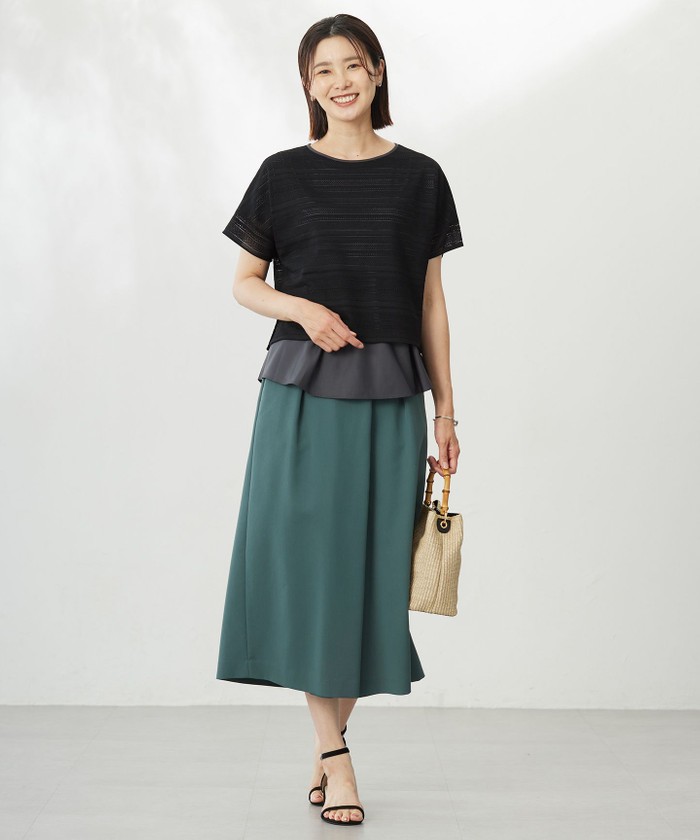 【WEB限定カラーあり・洗える】レースドッキング カットソー J.PRESS｜【WEB限定カラーあり・洗える】レースドッキング