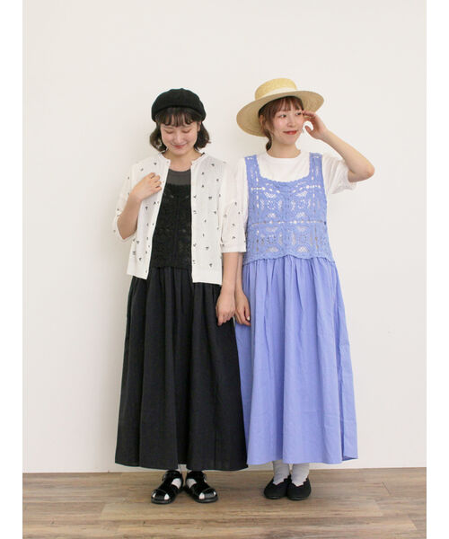 新品タグ付き/SamansaMos2/かぎ針編み風ビスチェワンピース/Sサイズ サマンサ モスモス Samansa Mos2 【S/Mサイズ】かぎ針編み風