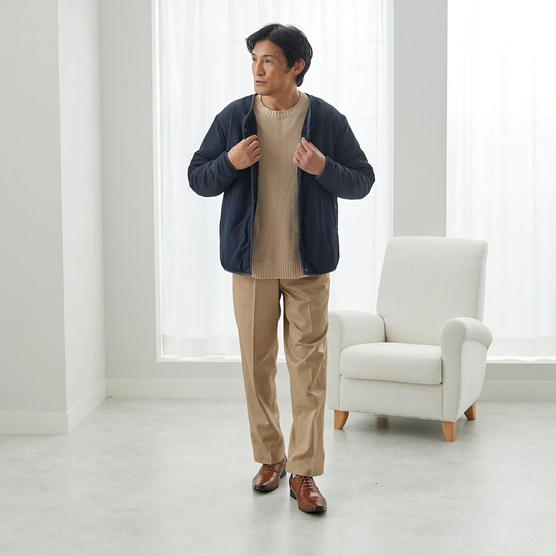 BACKYARD FAMILY(バックヤードファミリー) ロング丈 カーディガン(パープル L-LL) ／5日〜7日で出荷／ 返品種別A バックヤードファミリー BACKYARD FAMILY ロング丈カーディガン