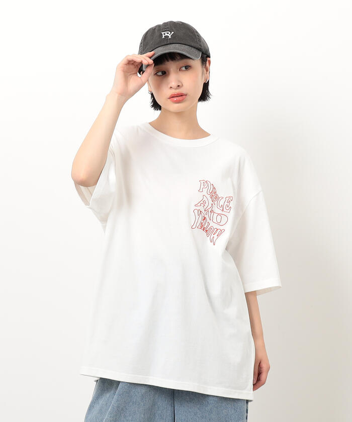 バック＆胸刺繍ウェーブロゴ半袖Tシャツ(508287285) | パープル