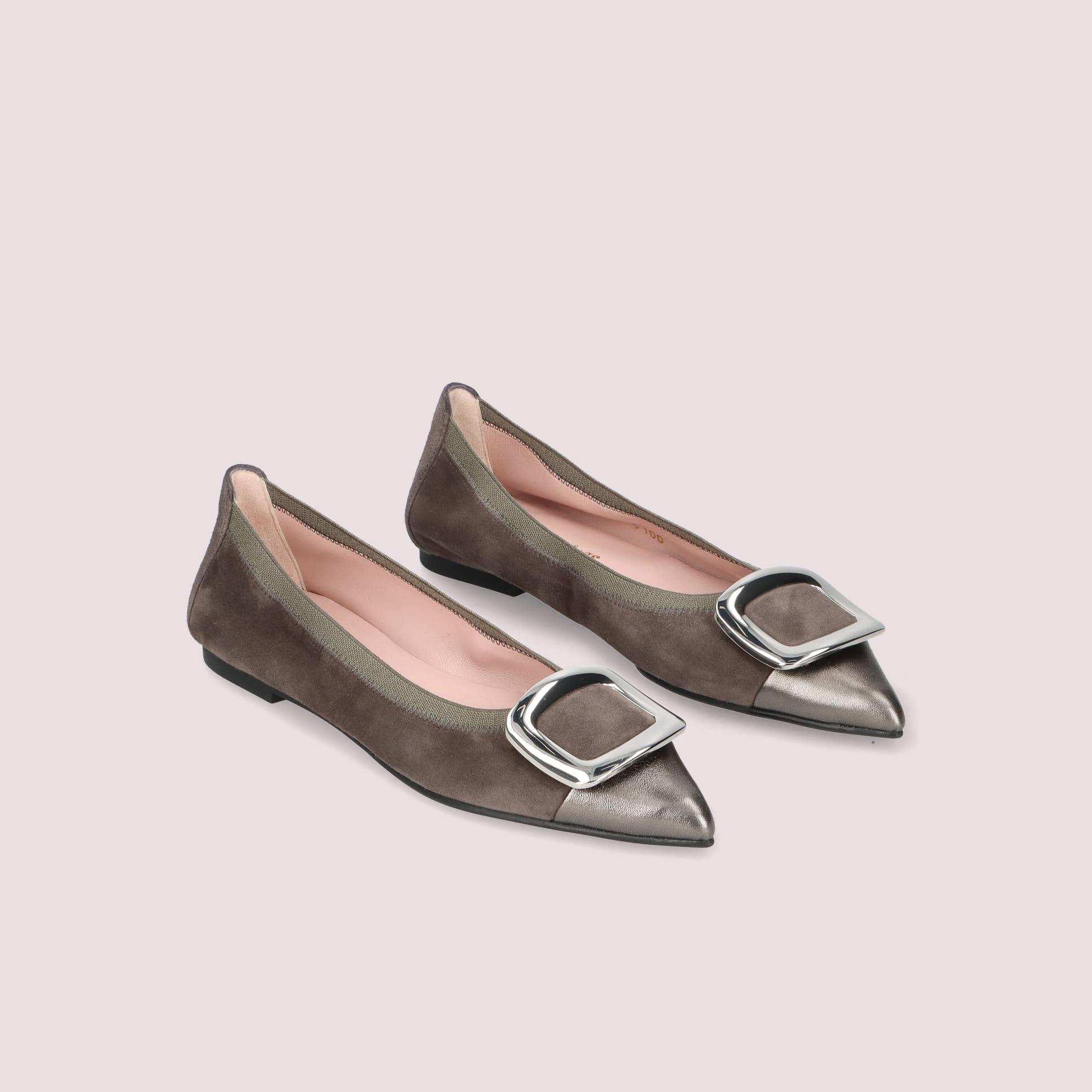 プリティバレリーナ　Pretty Ballerinas グレー　フラットパンプス プリティ・バレリーナ Pretty Ballerinas ELLA cap－toe