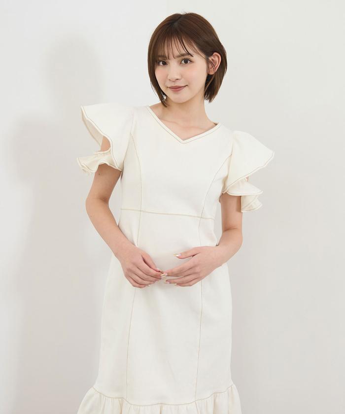 セール 50%OFF】フリルスリーブデニムワンピース(508334618