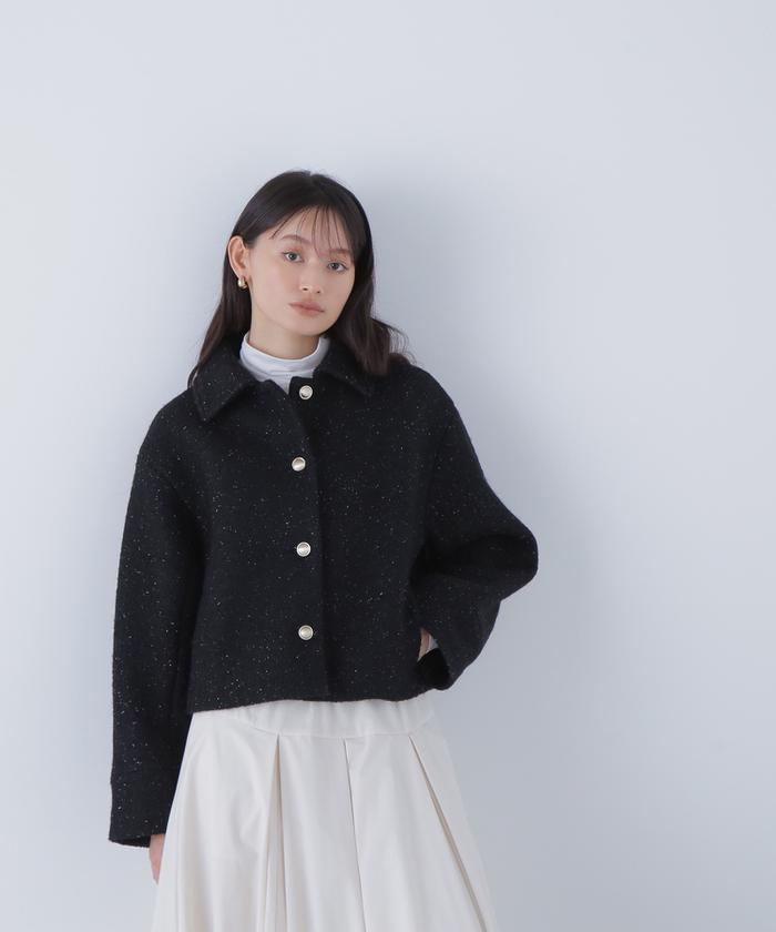 ナチュラルビューティーベーシック ショートボアブルゾン　チャコールグレー NATURAL BEAUTY BASIC ショートボアブルゾン グレー（ナチュラル