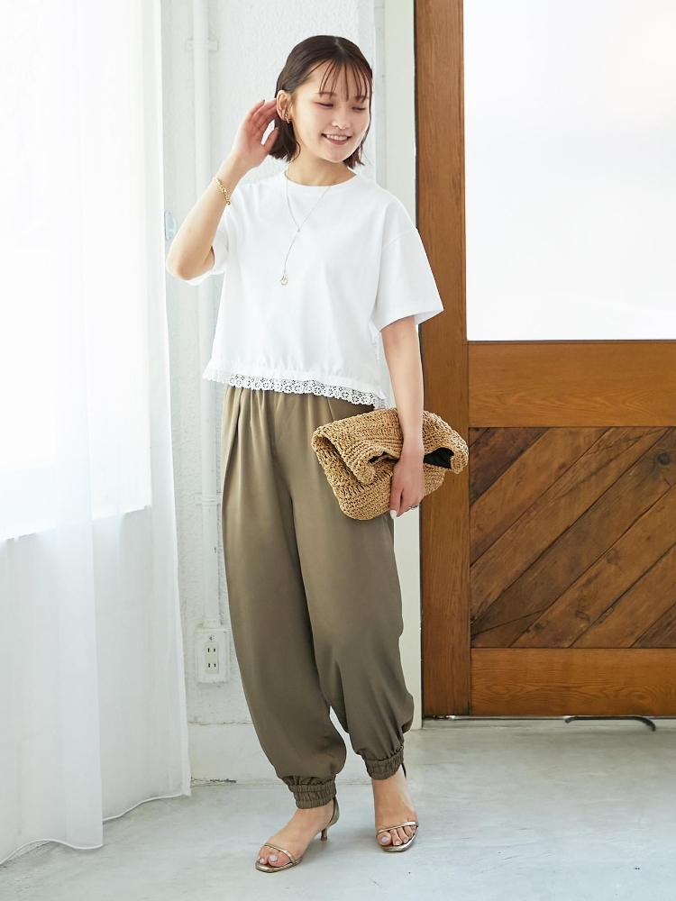 新品 ルクールブラン パンツ 手洗い可能》麻ワイドクロップドパンツ/le.coeur blanc(ルクール