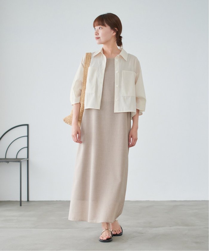 高菜　イエナ　IENA リネンミックスクロップド　シャツ　ナチュラル リネンミックスクロップドシャツ（シャツ／ブラウス）｜IENA