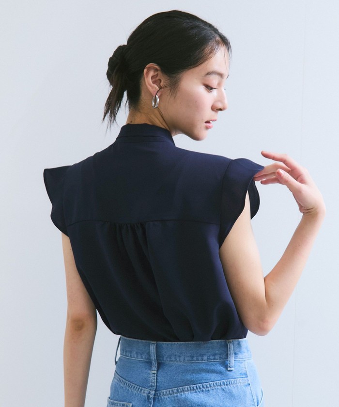 【WEB限定】【防シワ】フリルフレンチボウタイブラウス/通勤対応 WEB限定】【防シワ】フリルフレンチボウタイブラウス/通勤対応
