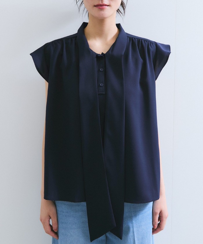 【WEB限定】【防シワ】フリルフレンチボウタイブラウス/通勤対応 WEB限定】【防シワ】フリルフレンチボウタイブラウス/通勤対応