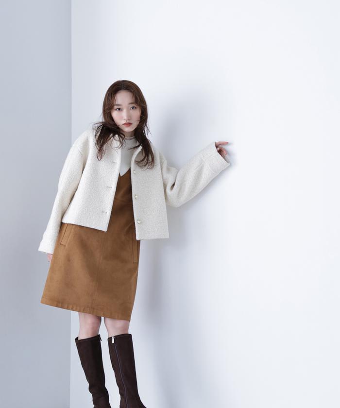 ナチュラルビューティーベーシック ショートボアブルゾン　チャコールグレー NATURAL BEAUTY BASIC ショートボアブルゾン グレー（ナチュラル