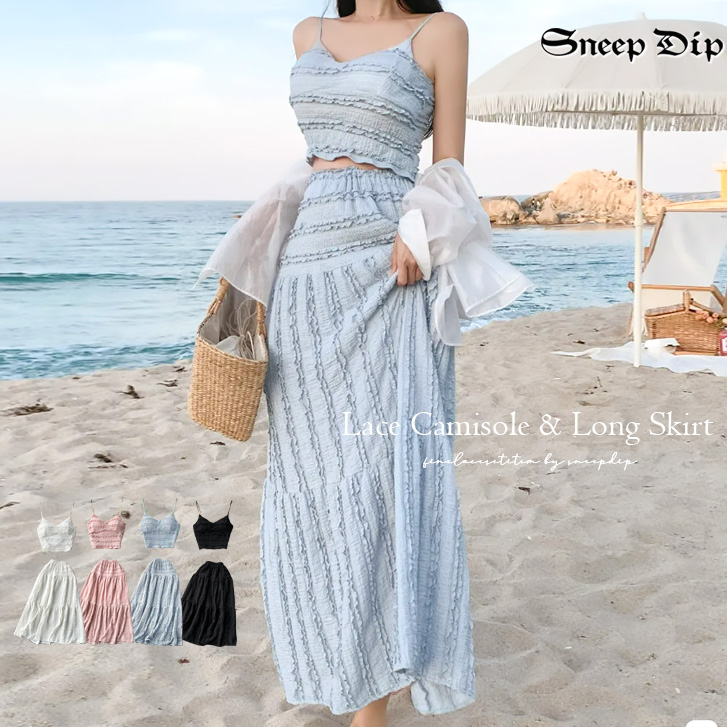 スニープディップ SneepDip 【17362】キャミ＆ティアードスカートSET （ホワイト） セール20%OFF】スニープディップ SneepDip 【17362】キャミ