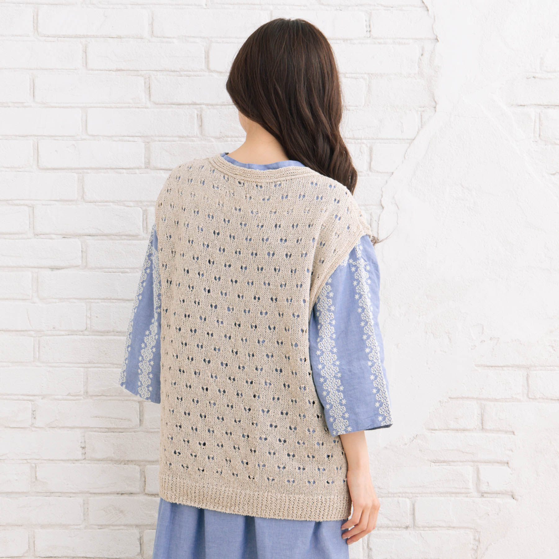 【MADE IN JAPAN】camifine?ホールガーメントアイレットニットベスト （ライトグリーン） sabstreet my standard 【MADE IN JAPAN】camifine?ホール