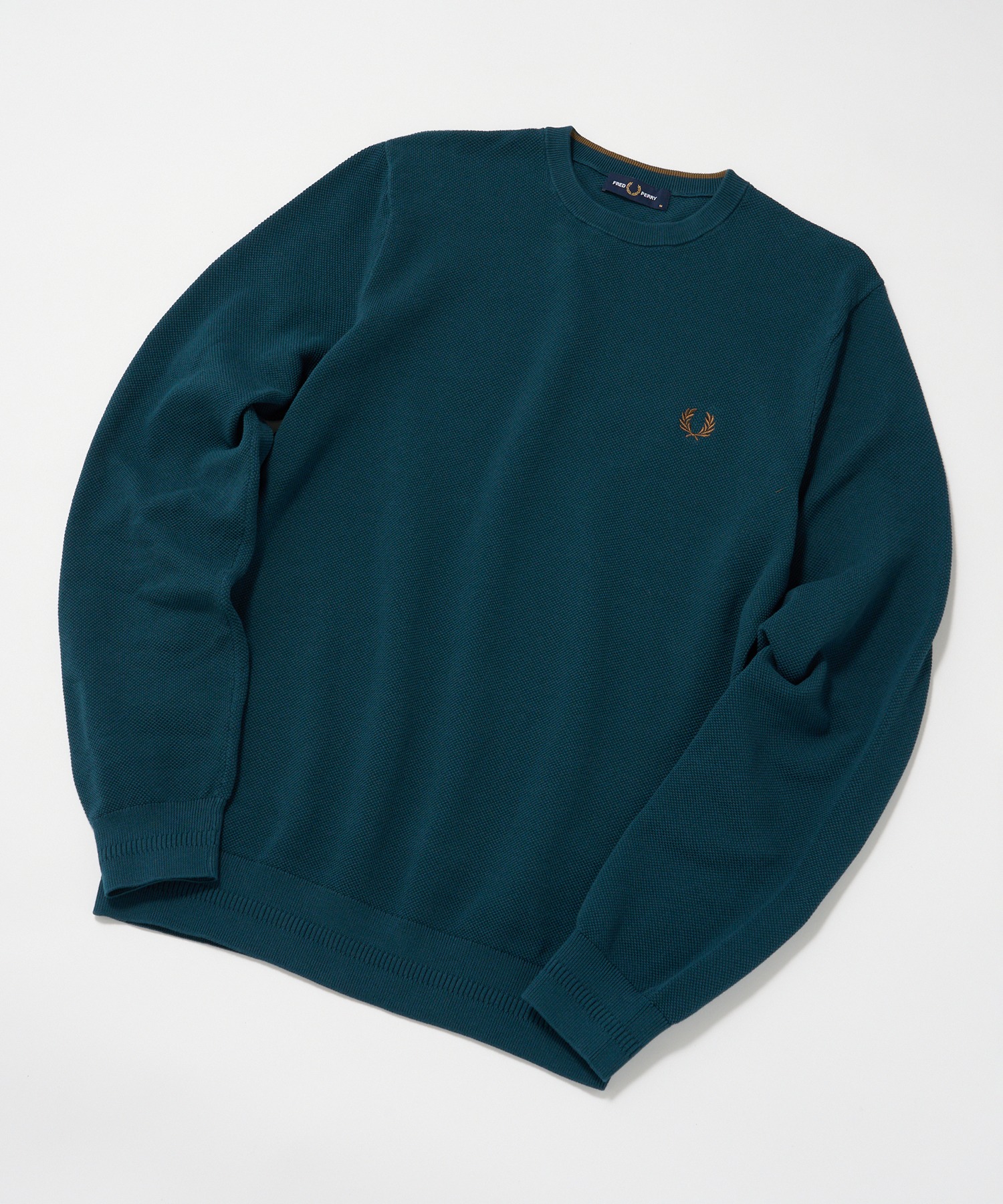 『FRED PERRY』90s ニット　ベスト　刺繍ロゴ　緑タグ　ネイビー　M FRED PERRY』90s ニット ベスト 刺繍ロゴ 緑タグ ネイビー M