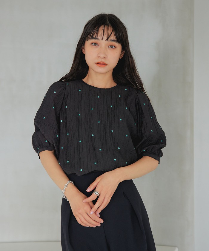 新品＜EMMEL REFINES＞EM ハートシシュウ 5SL ブラウス UNITED ARROWS green label relaxing｜<EMMEL REFINES>EM ハート