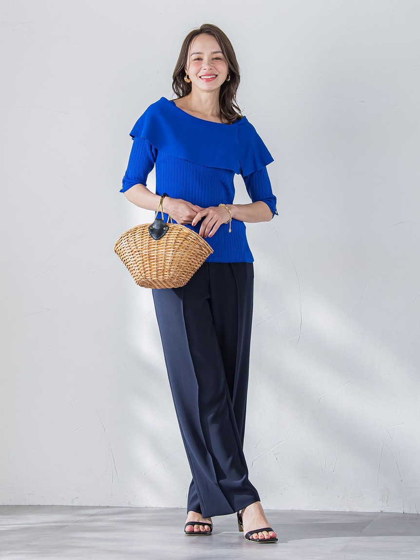 Viaggio Blu / ビアッジョブルー オフショルダーリブニット≪手洗い可能≫ セール】ビアッジョブルー Viaggio Blu オフショルダー