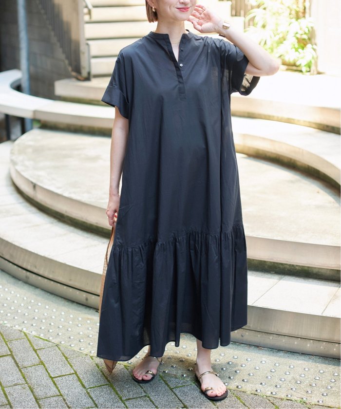 ローンティアードワンピース【茶色】 セール】 ローンティアードワンピース （ロング・マキシ丈