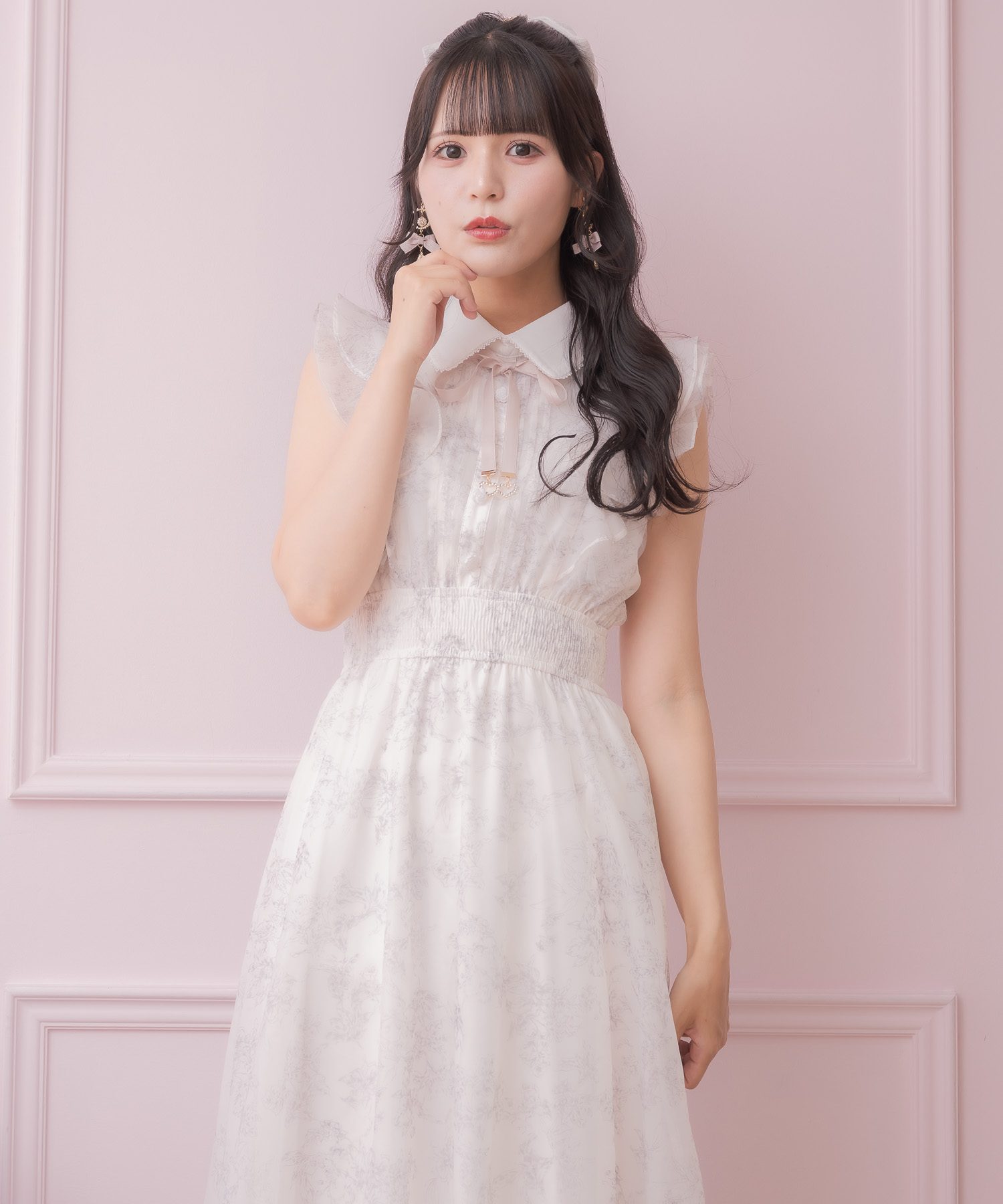 ROJITA ロジータ フリルスリーブ花柄ロングワンピース ピンク ロジータ ROJITA フリルスリーブ花柄ロングワンピース （ピンク