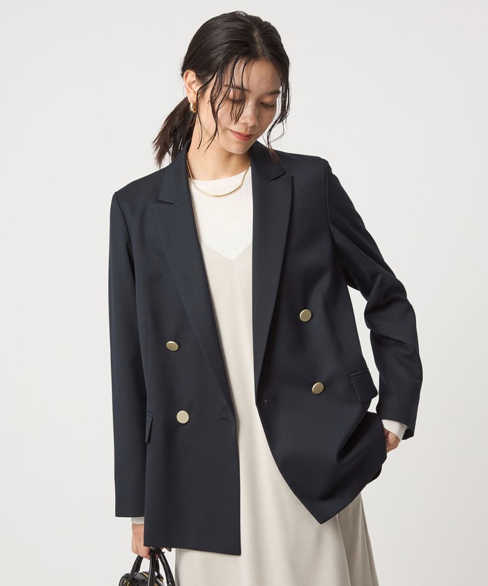 Greed ダブルジャケット ネイビー 38 size SHORTあり］Greed グリード シャンブレー ダブル ジャケット