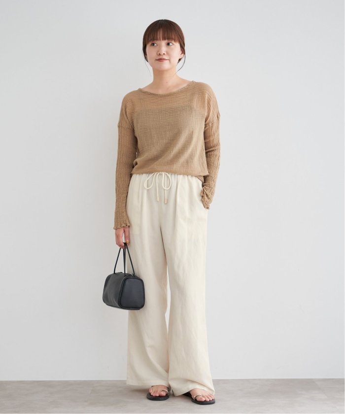 【新品】イエナ　麻　リネン混　テーパードイージーパンツ　ウエストゴム　かわいい 新品】イエナ 麻 リネン混 テーパードイージーパンツ ウエスト