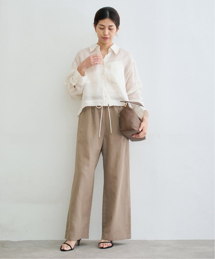 イエナ IENA 21AW プレーティングイージーパンツ ロング ウール混 イエナ IENA 《予約》サテンイージーパンツ （キャメル