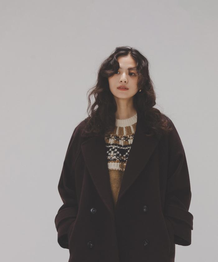 NATURAL BEAUTY BASIC　ダブルブレストフォルムミドルコート ダブルブレストフォルムミドルコート 24AW｜ナチュラル