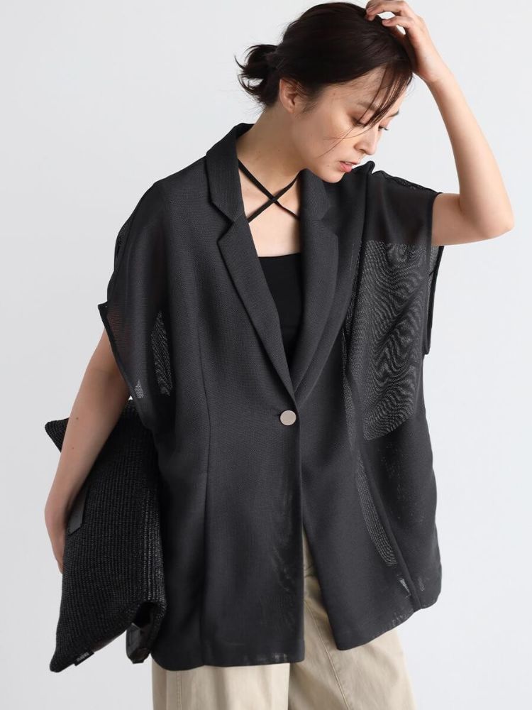 CLOVE シアーメッシュ半袖ジャケット クローブ CLOVE シアーメッシュ半袖ジャケット （ブラック