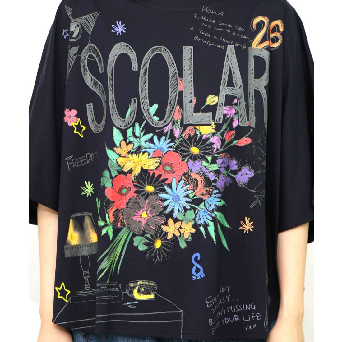 スカラー ScoLar スカラーロゴ花束柄 接触冷感プルオーバー
