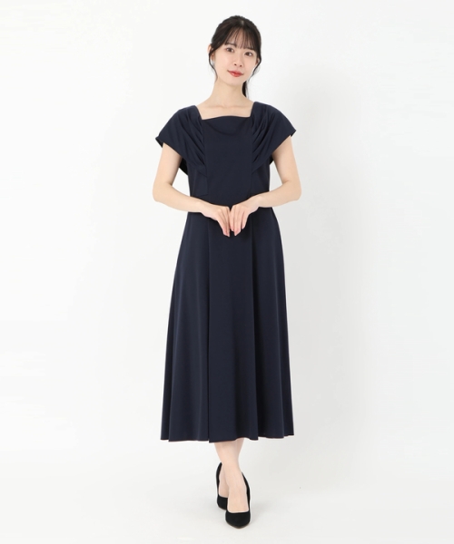 【STRAWBERRY-FIELDS】ストライプクラシカルワンピース　黒 ストロベリーフィールズ ストライプクラシカルワンピース