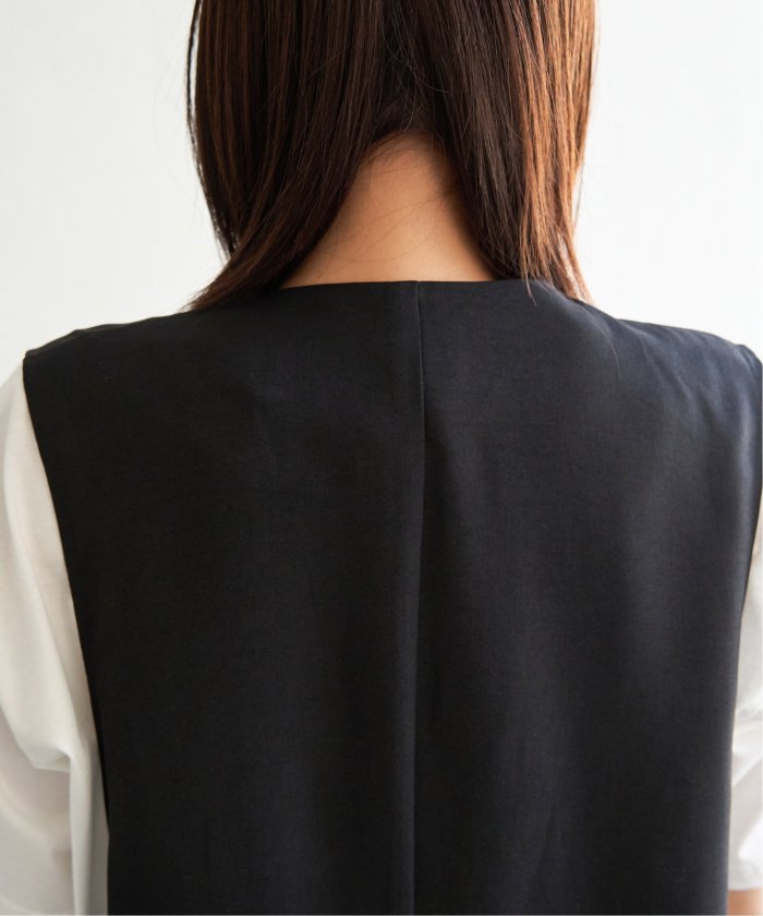 【イッカ】ドライタッチサイドスリットジレ イッカ ikka ドライタッチサイドスリットジレ （ブラック