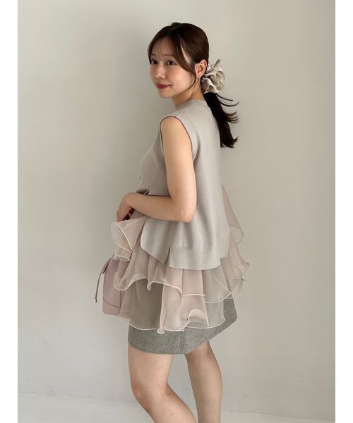 クーポン】【WEB限定カラー】ラッフルフリルレイヤーニット