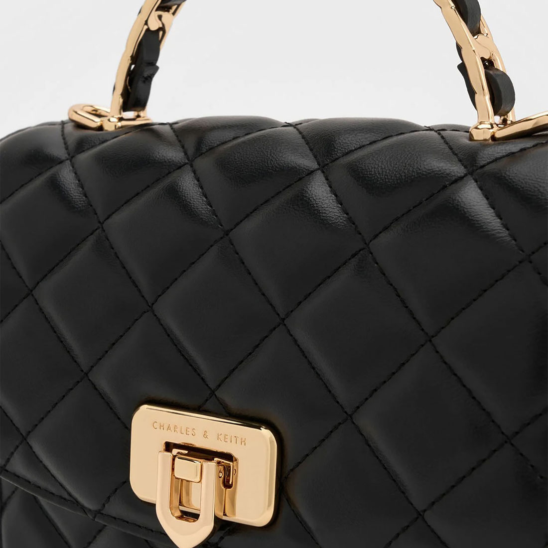 CHARLES&KEITH◆Cressida プッシュロック トップハンドルバッグ Cressida クレシダ キルトプッシュロックトップハンドルバッグ