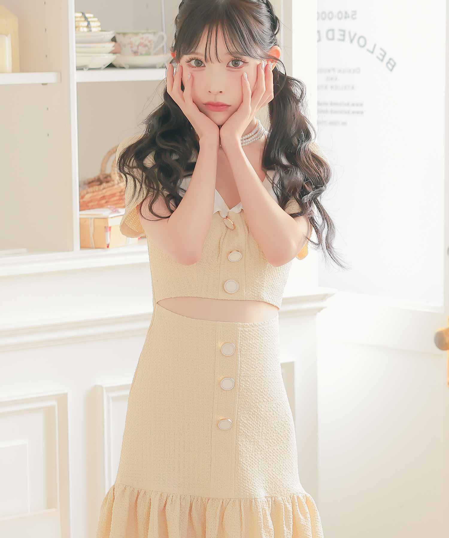 ティカ Tika キャバドレス[韓国ドレス] 襟付き 半袖 ボタン