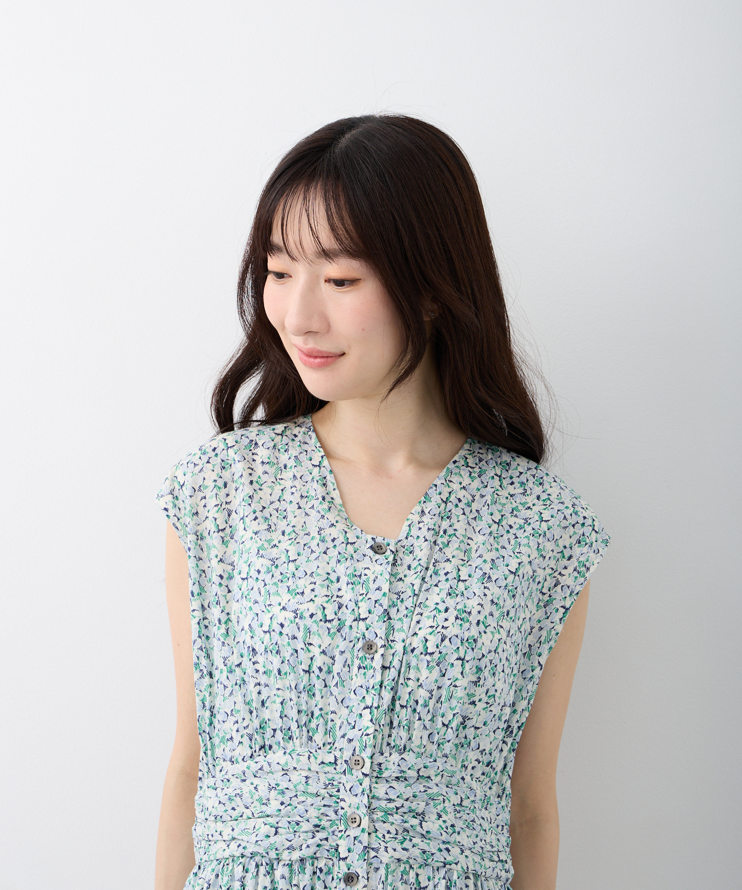 ダブルフェーストーキョー Doubleface Tokyo ブラウス:ストライプラウンドヘムフレンチブラウス （オフ×ブルー） ダブルフェーストーキョー Doubleface Tokyo ブラウス