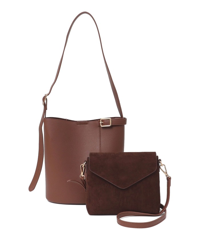ショルダーバッグ・ポシェット PAZZION PLEATED HANDLE CLUTCH ボクシー フロントフラップショルダーバッグ - ジェットブラック