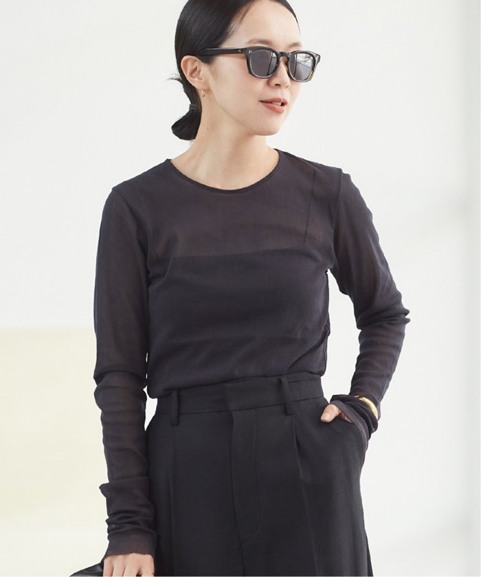 新品未使用【Plage】Mesh Sheer ロンT ブラック plage（プラージュ）の「Mesh Sheer ロンT（Tシャツ/カットソー