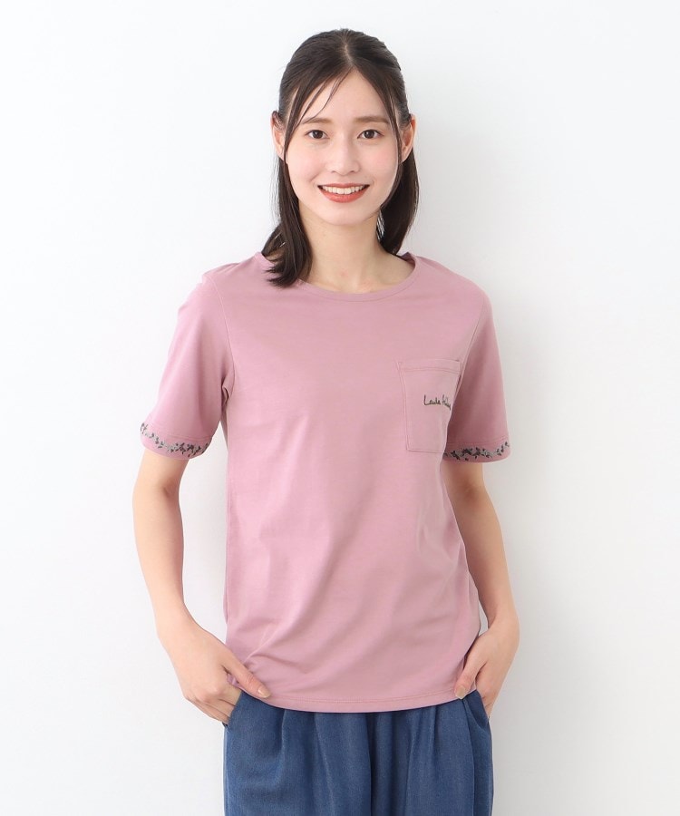 LAURA ASHLEY (9) コットン 総柄 花柄 刺繍 シャツ トップス