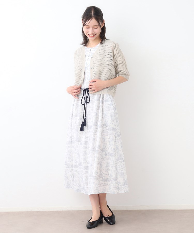 LAURA ASHLEY / ローラ アシュレイ 【リネン混／体型カバーにおすすめ】フィッシュネット カーディガン リネン混／体型カバーにおすすめ】フィッシュネット