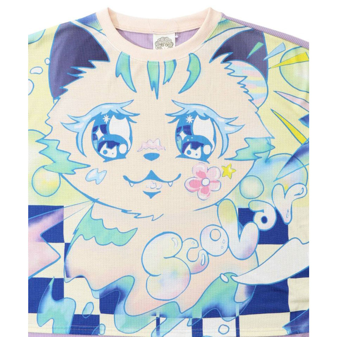 151651：アニメ風ネコ柄 バイカラープルオーバーの通販-ScoLar
