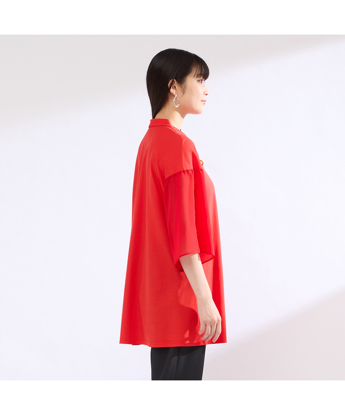 リリアンビューティー　4L M～4L】ウォッシャブル接触冷感配色Tシャツ(508381190