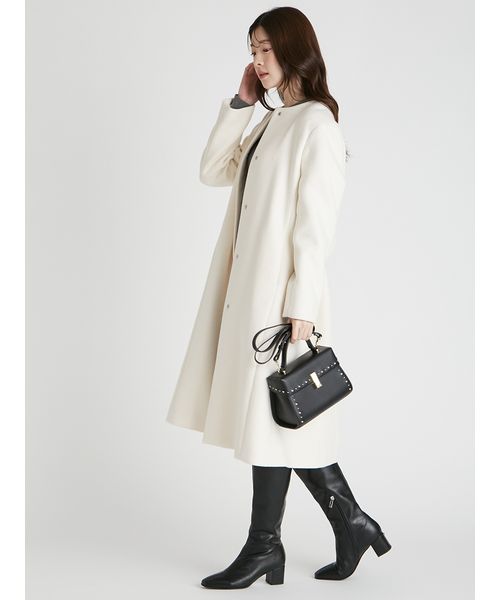 ✨極美品✨ セルフォード ノーカラーコート カシミヤ混 近年モデル 金ボタン M カシミヤ混ノーカラーコート(コート)｜OUTER（アウター